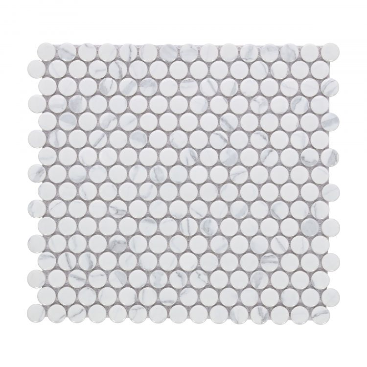 Penny Round Statuario Glossy 11.5 x 12.25